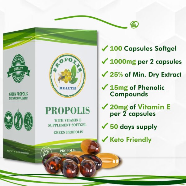 Caja de Propolis Health y etiqueta
