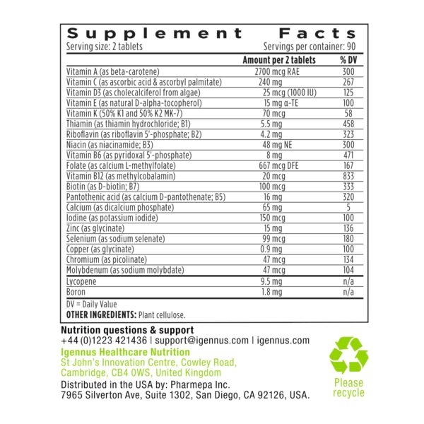 Version 1.0.0 Empaque reciclable multivitamínico Igennus para hombres