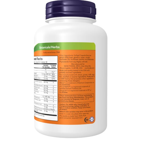 Empaque suplemento NOW cápsulas para salud prostática