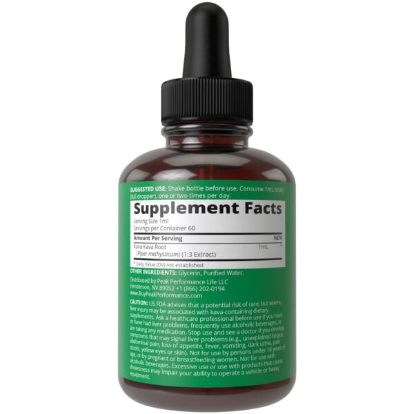 Empaque completo tinctura kava kava vegana Peak Performance
