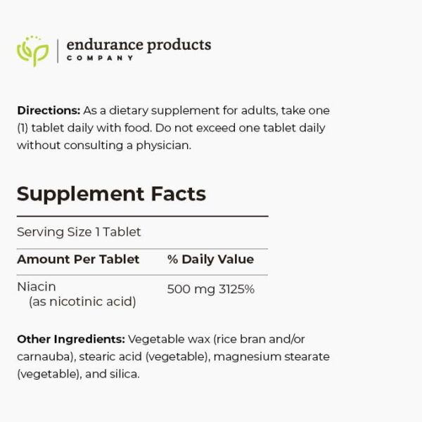 Foto del envase de suplemento Endurance niacina 500mg