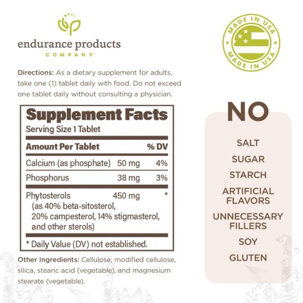 Tabletas supplemento fitosteroles Endurance Products
