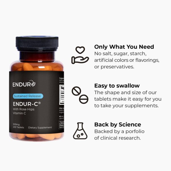 Caja frontal EndurC vitamina C 200 tabletas