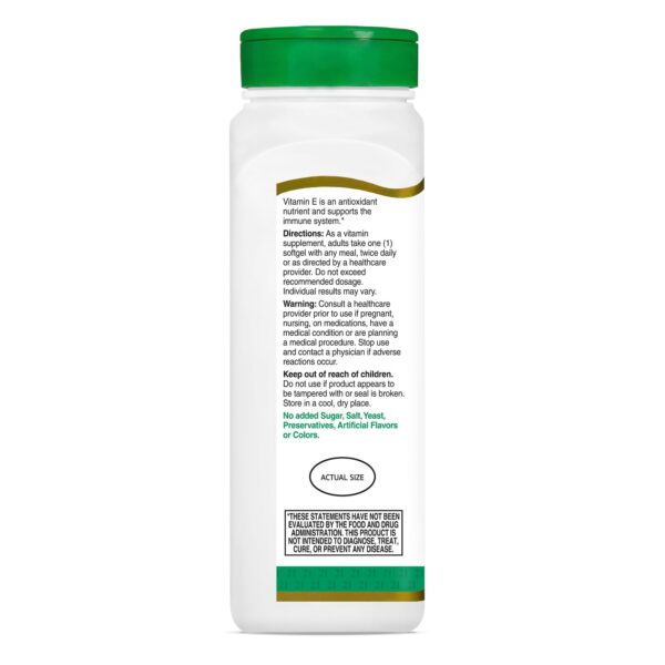 Envase 21st Century vitamina E 400 UI 250 cápsulas blandas