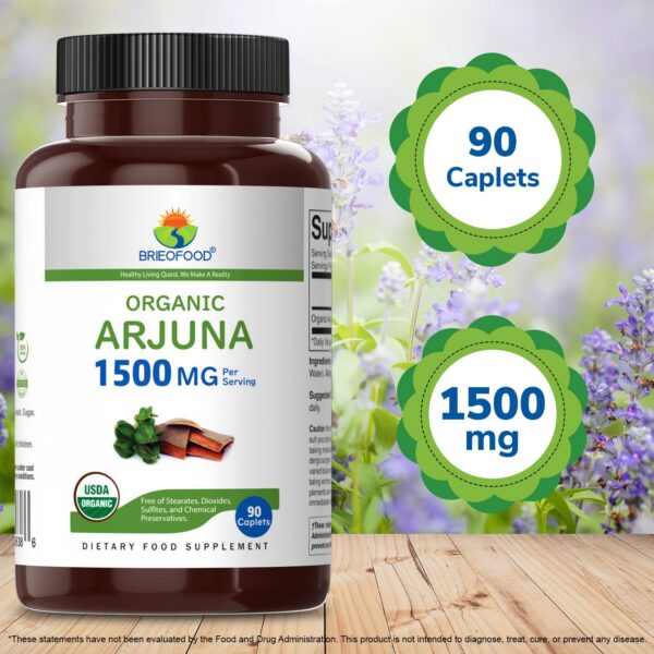 Envase de 90 tabletas orgánicas Arjuna Brieofood