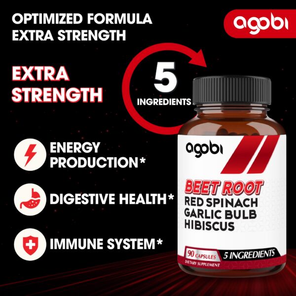 Envase agobi de suplemento raíz de remolacha 5 ingredientes