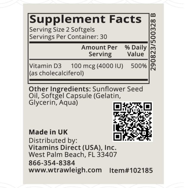 Version 1.0.0 Envase biodegradable Rawleigh vitamina D3 60 softgels de caña de azúcar