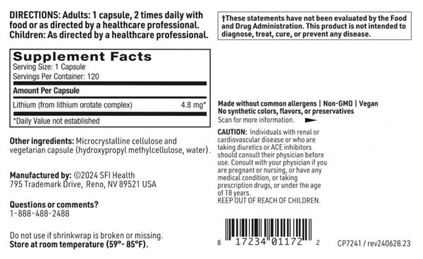 Version 1.0.0 Envase y caja del producto Klaire Labs Litio Orotate
