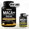 Envase de cápsulas maca orgánica X Gold Health 150 unidades