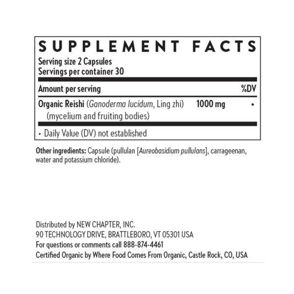 Version 1.0.0 Envase de cápsulas Reishi New Chapter en mesa