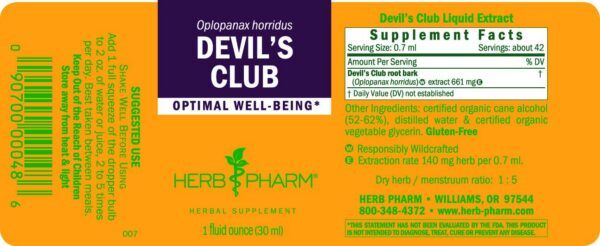 Version 1.0.0 Envase cerrado extracto Devil's Club 1 oz Herb Pharm