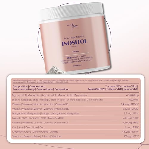 Suplemento QSTA inositol envase y cuchara dosificadora