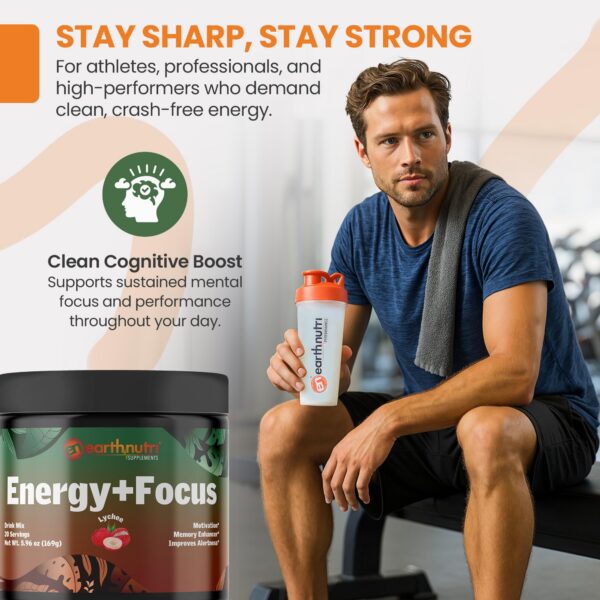 Envase EarthNutri Energy + Focus polvo sabor lichi