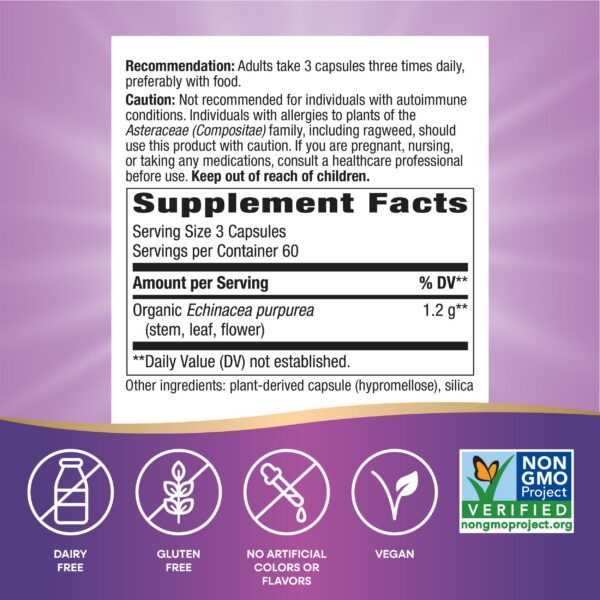 Envase Echinacea Purpurea Nature's Way para apoyo inmunológico vegano