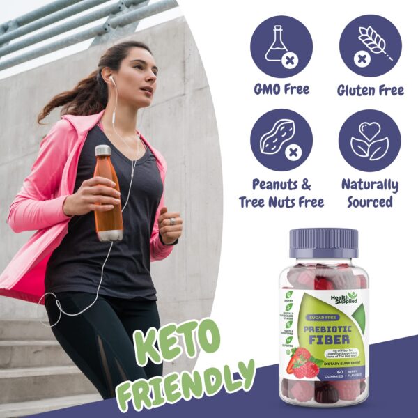 Envase frontal gomitas fibra prebiótica Health Supplied