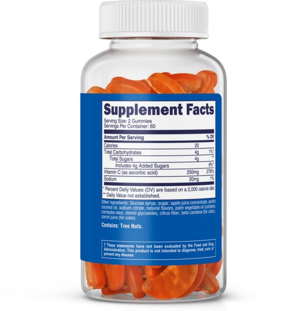 Envase frontal gomitas vitamina C Nutricost sabor naranja para niños