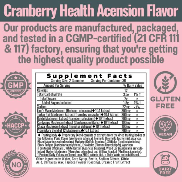 Envase gomitas SHIZAM sabor arándano complejo hongos