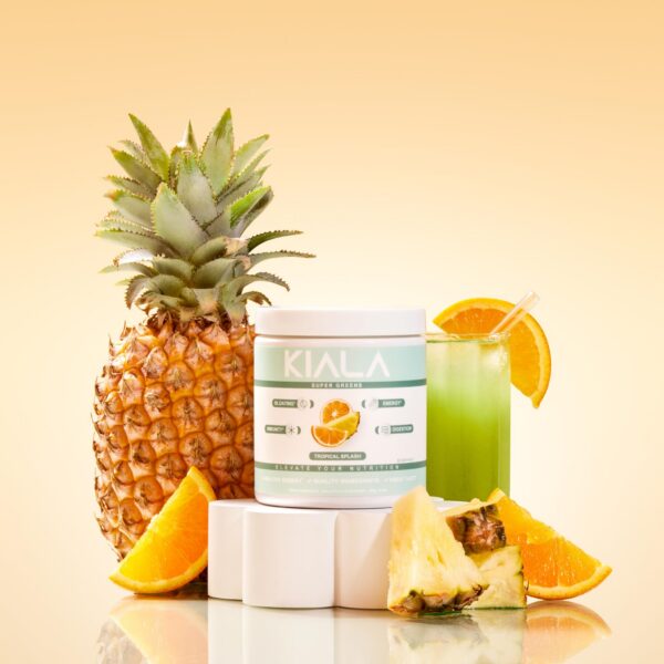Envase Kiala Nutrition Super Greens preparado para consumir