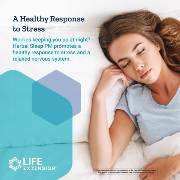 Envase lateral Herbal Sleep PM Life Extension 30 cápsulas