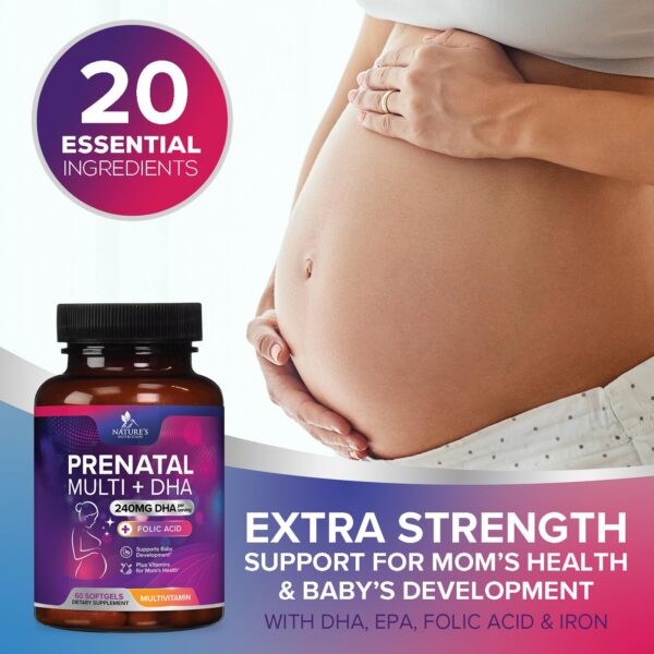 Envase lateral multivitamínico prenatal Nature's Nutrition