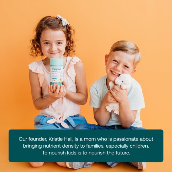 Envase multivitaminas True Grace para niños con ingredientes naturales