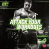 Envase de MusclePharm Assault con etiquetas y detalles complejos