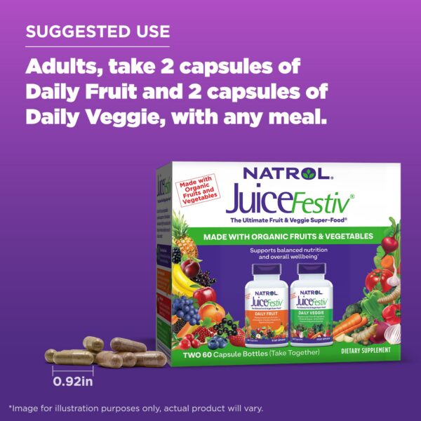 Envase Natrol JuiceFestiv superalimento frutas verduras blanco
