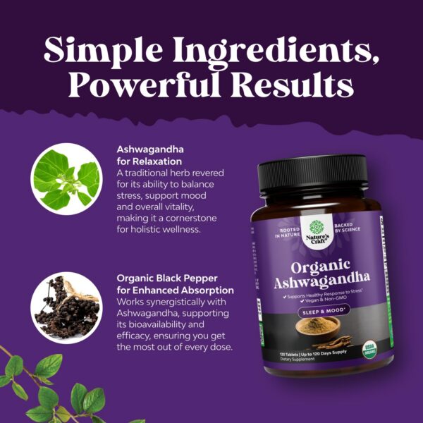 Envase Natures Craft ashwagandha apoyo calmante vegano