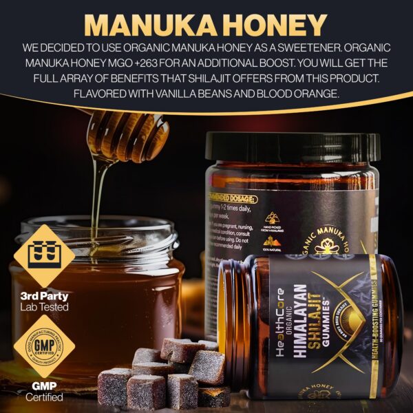 Envase NutraHeights de Gomitas de Shilajit sin azúcar.