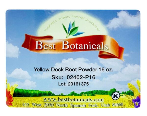Envase polvo dock amarillo 16 oz para suplemento natural diario