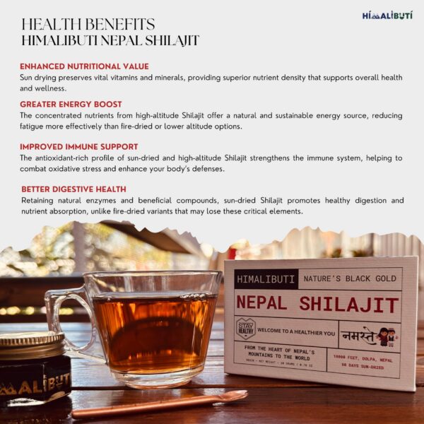 Envase con resina de Shilajit orgánico Himali Buti Nepal