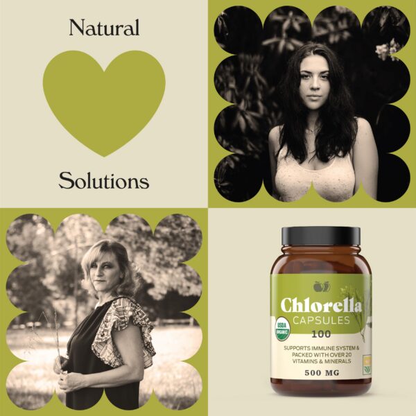 Envase y sello de garantía de cápsulas chlorella Complete Natural Products