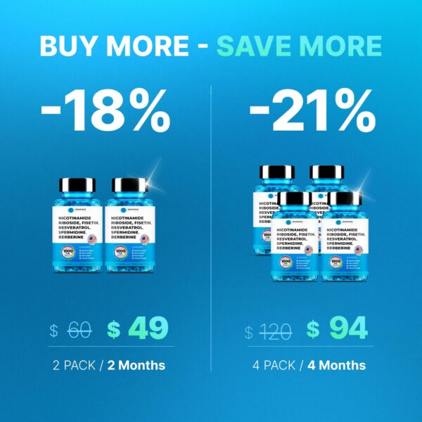 Envase superior AdvantageNutra Nicotinamida Ribósido 60 cápsulas