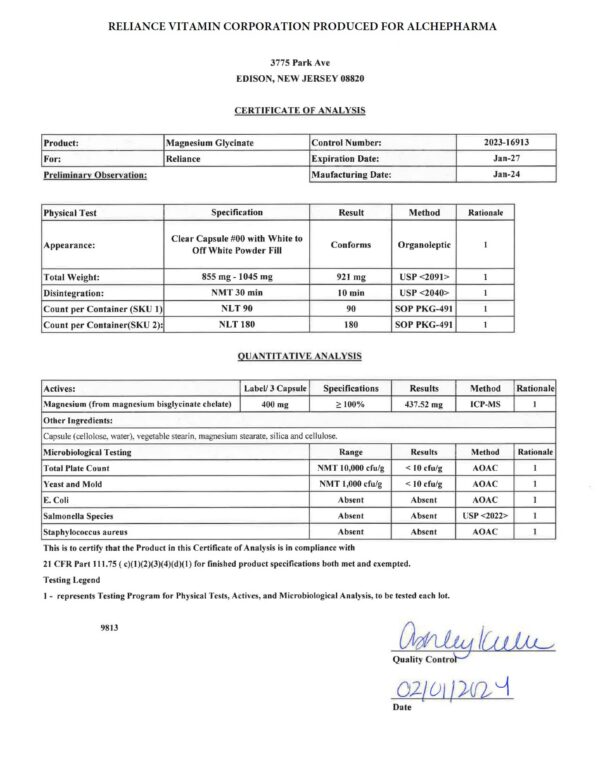 Envase suplemento magnesio glicinato
