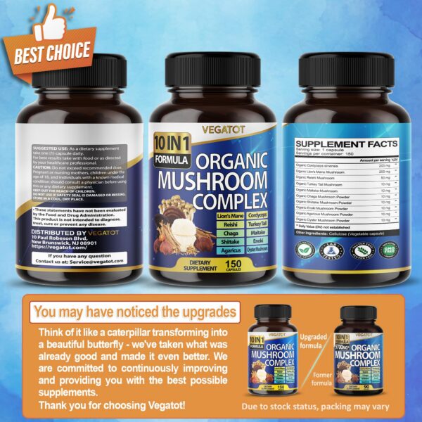 Envase del suplemento avanzado de hongos 10 en 1