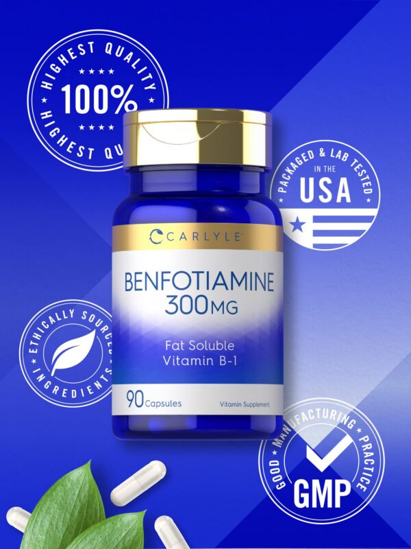 Envase de suplemento Carlyle Benfotiamina 300 mg