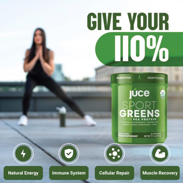 Envase suplemento greens polvo para energía y salud