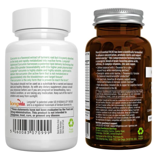 Envase suplemento Longvida con ingredientes premium para salud