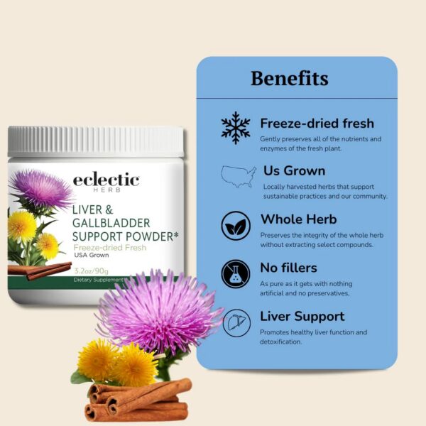 Envase suplemento natural para hígado verde ECLECTIC INSTITUTE