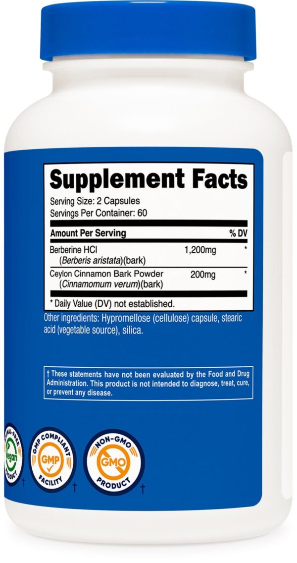 Envase suplemento Nutricost Berberina con canela paquete