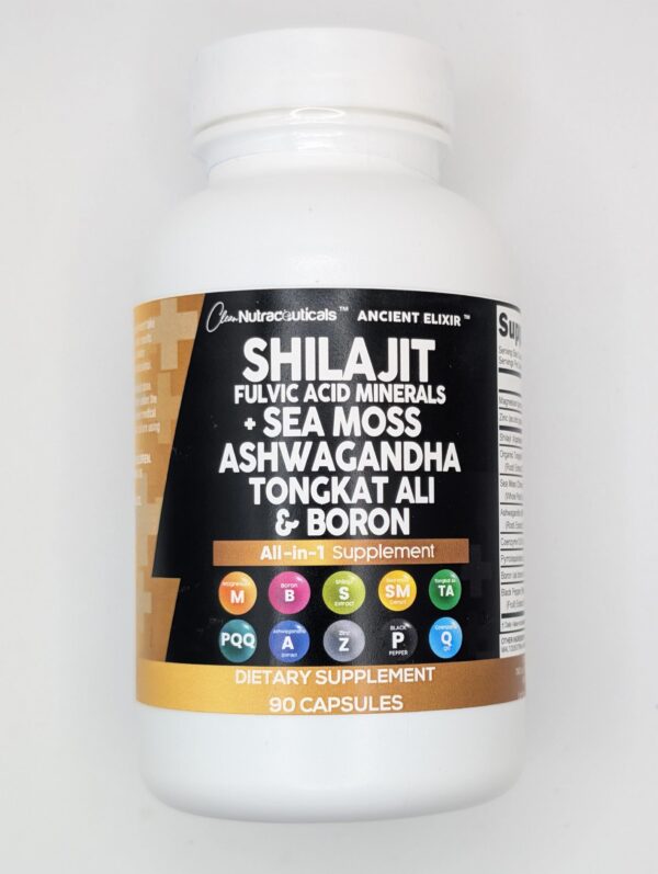Envase de suplemento de shilajit Clean Nutraceuticals cerrado