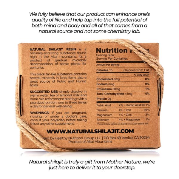 Version 1.0.0 Envase del suplemento Shilajit natural para energía y salud