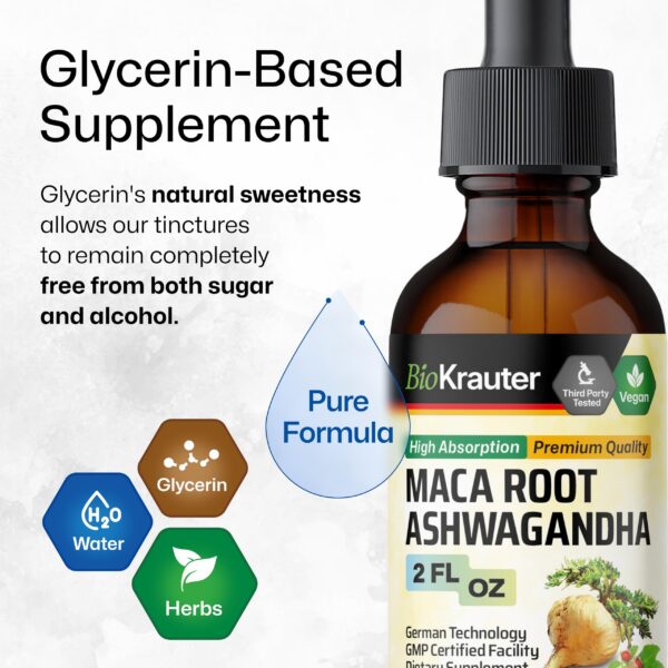 Envase de suplemento vegetal de maca y ashwagandha de alta absorción