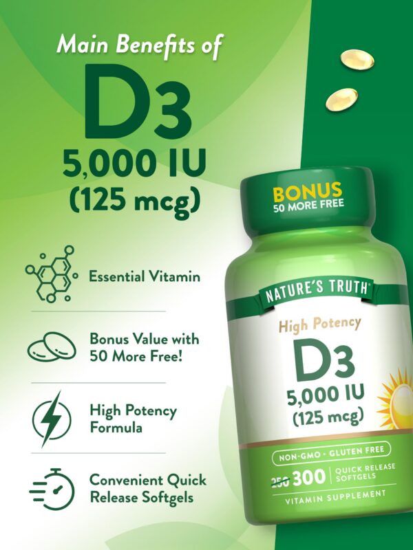 Envase suplemento alta potencia vitamina D3 Nature's Truth