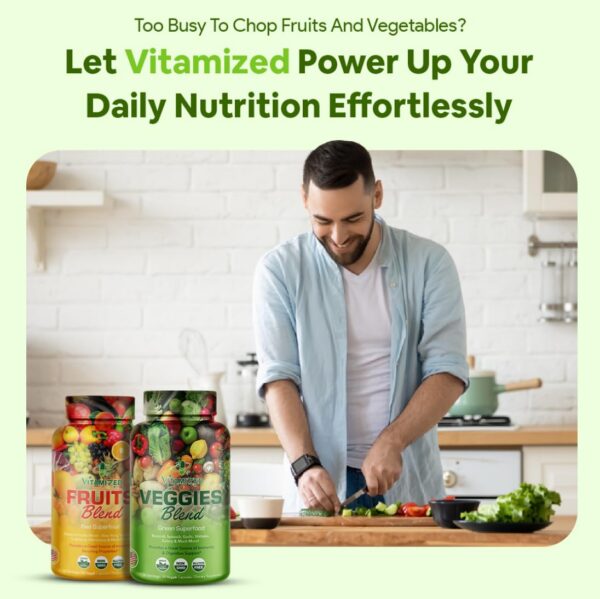 Suplemento con frutas y verduras naturales para bienestar