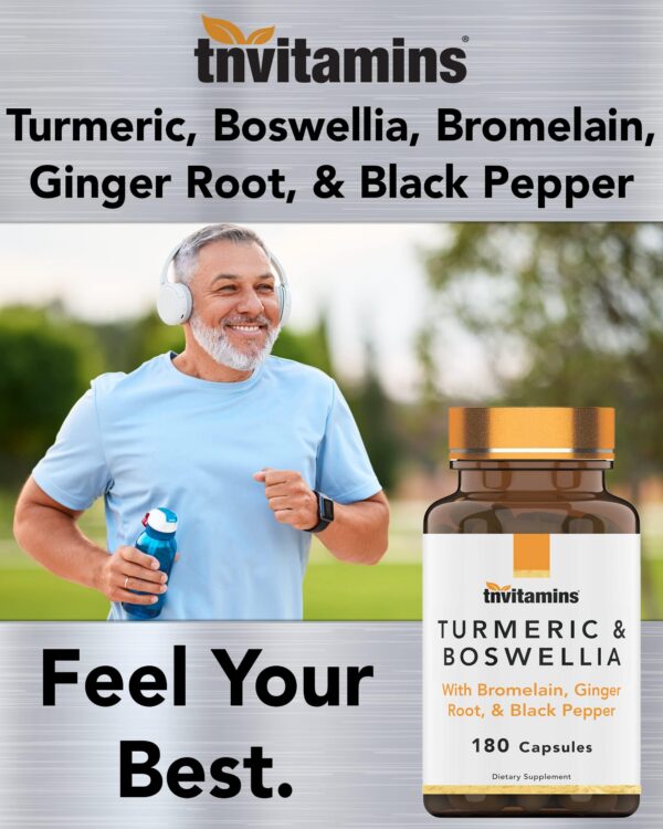 Envase tnvitamins cúrcuma boswellia con pimienta negra y jengibre