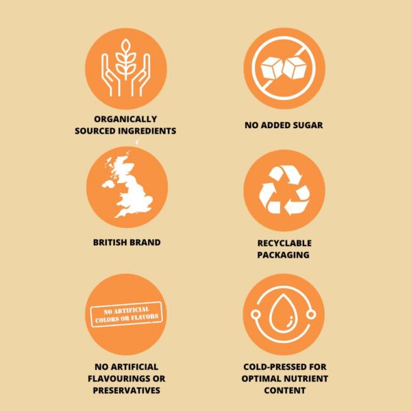 Envase de vidrio reciclable Fighter Shots jugo vegano natural