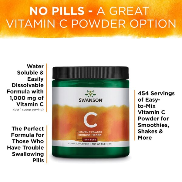 Envase de Vitamina C polvo Swanson paquete 3