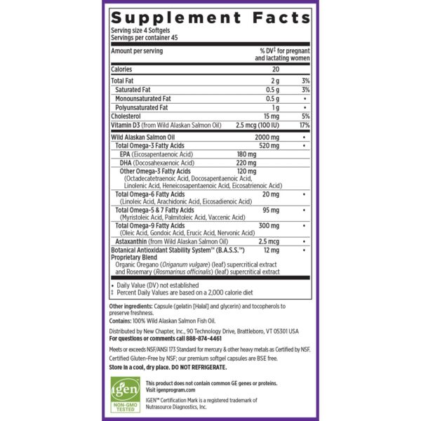 Envase Wholemega New Chapter suplemento omega-3 prenatal