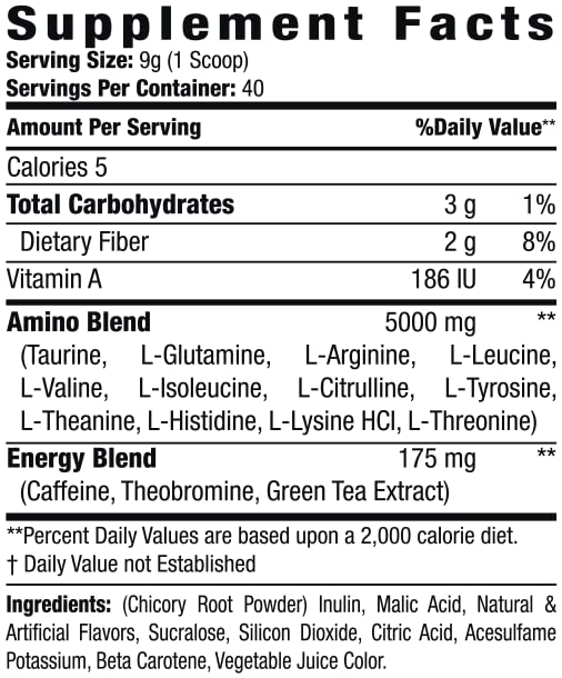 Etiqueta con ingredientes y sabor frambuesa limón